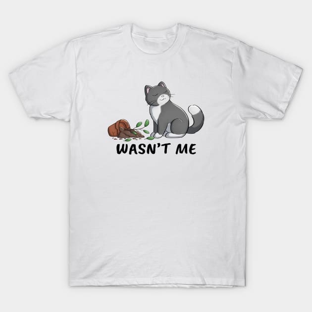 Cat With Broken Flower Pot T-Shirt by Meowrye